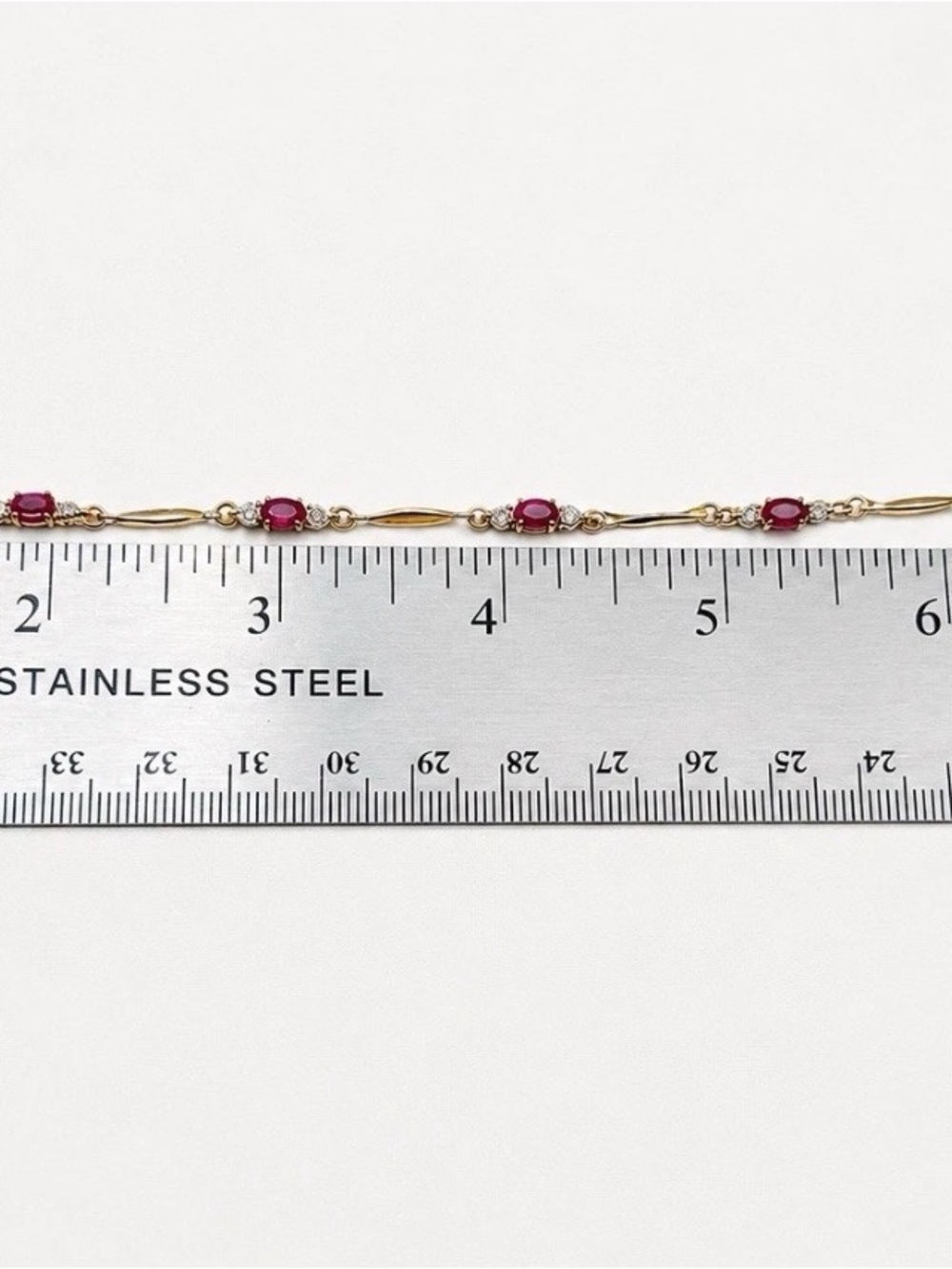 10k Red Stone Women’s Tennis Bracelet - Picture 3 of 5